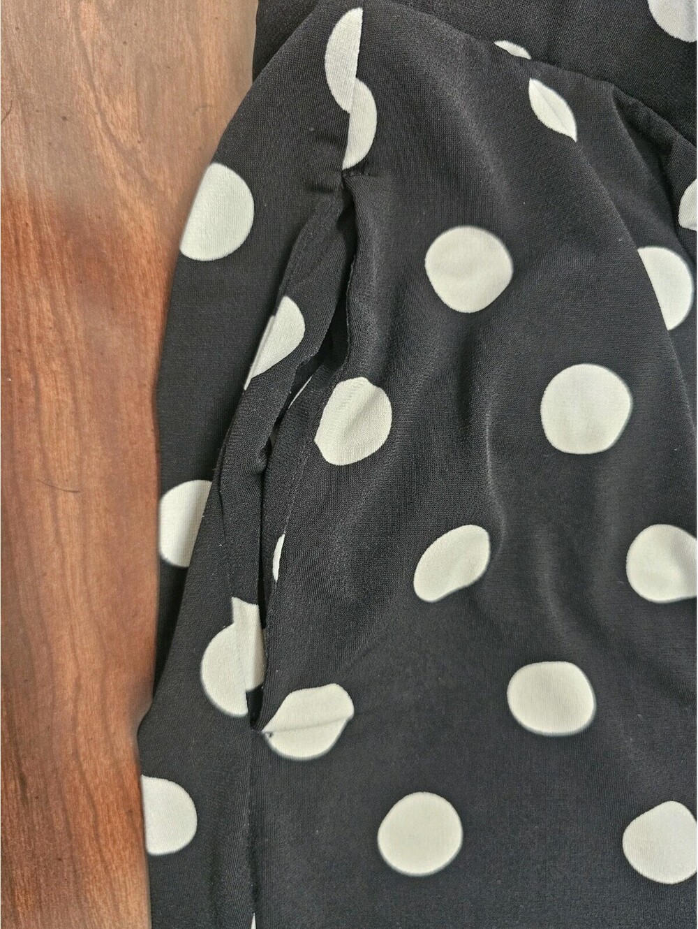 Cato Womens 14/16W Black White Polka Dot Wide Leg Pants Pull On Strecth Palazzo - Picture 3 of 11